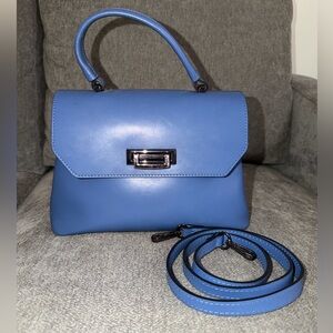 Blue Top-Handle Italian Leather Bag